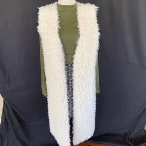 C&C California Faux Fur & Suede Longline Vest CA